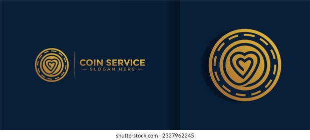 Coin service logo template. Vector Digital money. Block chain, finance symbol. Flat style vector illustration, Logotype financial company, logo vector coins and money.