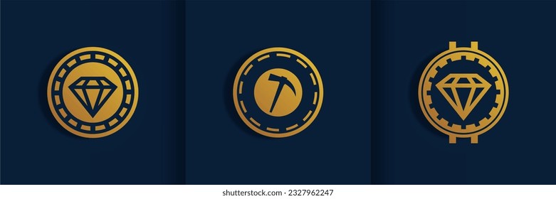 Coin service logo template. Vector Digital money. Block chain, finance symbol. Flat style vector illustration, Logotype financial company, logo vector coins and money.