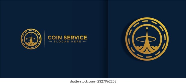 Coin service logo template. Vector Digital money. Block chain, finance symbol. Flat style vector illustration, Logotype financial company, logo vector coins and money.