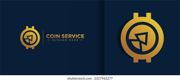 Coin service logo template. Vector Digital money. Block chain, finance symbol. Flat style vector illustration, Logotype financial company, logo vector coins and money.