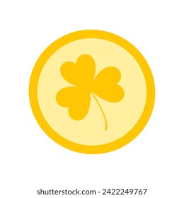 Coin with shamrock, vector illustration