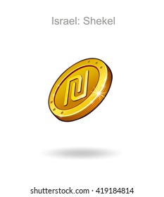 coin Shekel Israel symbol sign illustration vector on a white background icon