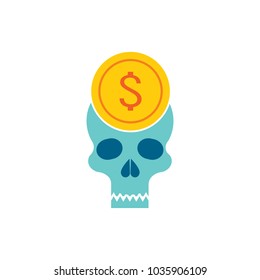 Coin Skull Logo Icon Design