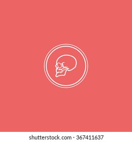 Coin with a skull. Symbol of pirates, danger, death, Halloween. Flat illustration.
