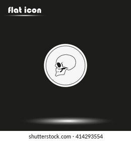 Coin with a skull. Symbol of pirates, danger, death, Halloween. Flat illustration.