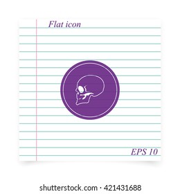 Coin with a skull. Symbol of pirates, danger, death, Halloween. Flat illustration.