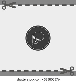 Coin with a skull. Symbol of pirates, danger, death, Halloween. Flat illustration.
