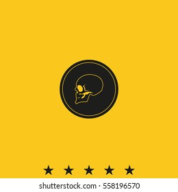 Coin with a skull. Symbol of pirates, danger, death, Halloween. Flat illustration.