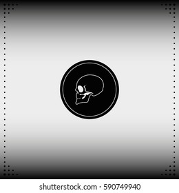 Coin with a skull. Symbol of pirates, danger, death, Halloween. Flat illustration.