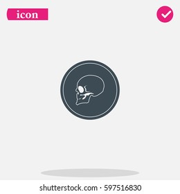 Coin with a skull. Symbol of pirates, danger, death, Halloween. Flat illustration.