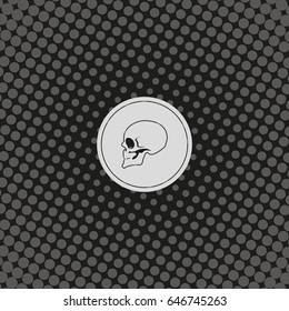 Coin with a skull. Symbol of pirates, danger, death, Halloween. Flat illustration.