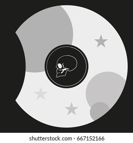 Coin with a skull. Symbol of pirates, danger, death, Halloween. Flat illustration.