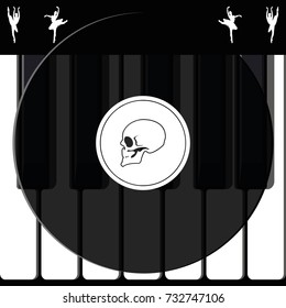 Coin with a skull. Symbol of pirates, danger, death, Halloween. Flat illustration.