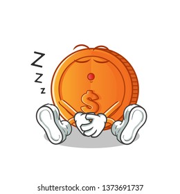 coin sleep mascot vector cartoon illustration