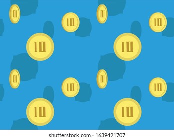 Coin Spinning Vector Seamless Background Wallpaper-01