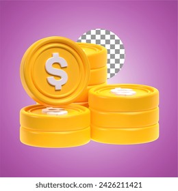 Coin Stack in 3d Illustration of Business Theme