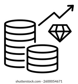 Coin stack black line icon, representing investment, money, financial