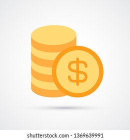 Coin stack cents trendy color finance money icon. Vector eps 10