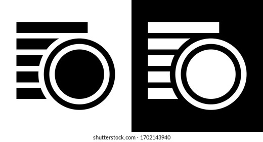 Coin Stack. Glyph Icon in White and Black Version.