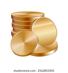 Coin stack, gold medal 3d drop. Money fall emoji, casino pile mountain of euro cents. Old golden cent rate icon. Vector render of lucky loan cash. US dollar penny gui reward. Floating game stock grow