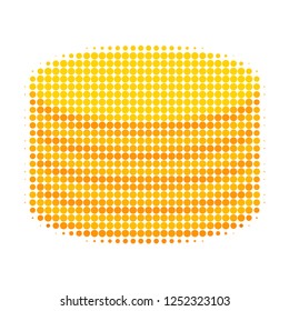Coin stack halftone dotted icon. Halftone array contains round elements. Vector illustration of coin stack icon on a white background.