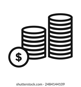Icono de pila de monedas signo de Vector blanco y negro