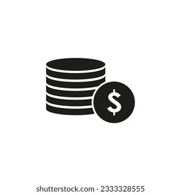 Coin stack icon. Business pay concept. Money dollar symbol. A column of coins. Vector illustration. EPS 10.
