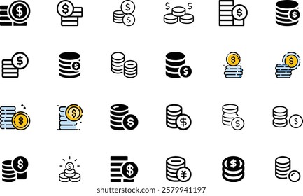 Coin Stack icon design set