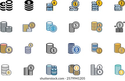 Coin Stack icon design set
