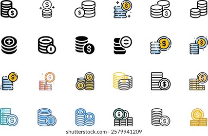 Coin Stack icon design set