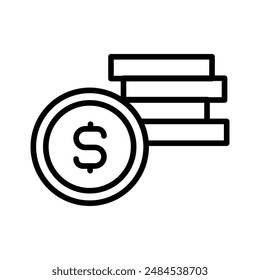 Icono de Pila de Monedas para Ilustraciones de Ahorro Financiero, Gestión de Patrimonio y Estrategias de Inversión
