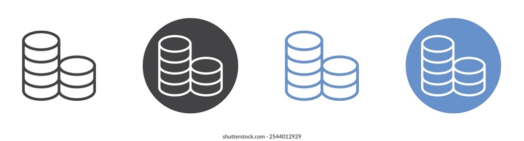 Coin stack icon Flat set in black and white color