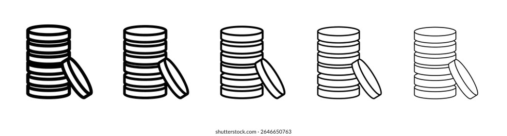 Coin stack icon flat simple outline logo