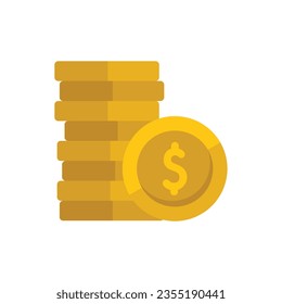 Coin stack icon flat vector. Finance payment. People service isolated