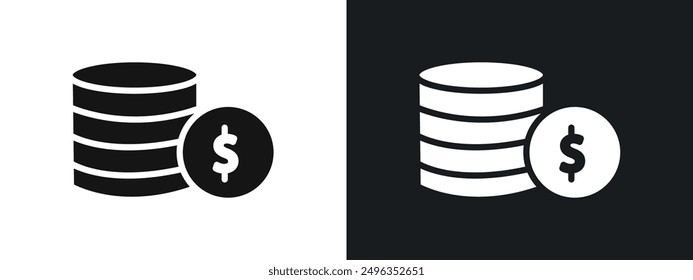 Coin stack icon linear graphics set vector in black