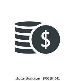 Coin stack icon. Money dollar symbol. Business pay concept. Vector isolated on white	