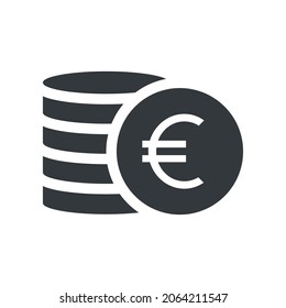 Coin stack icon. Money euro black symbol. Business European payment concept. Vector isolated on white background svg