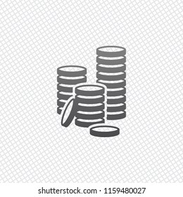 Coin Stack Icon. On Grid Background