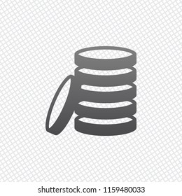 Coin stack icon. On grid background