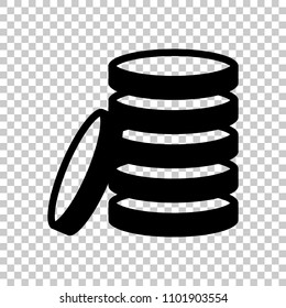 Coin stack icon. On transparent background.