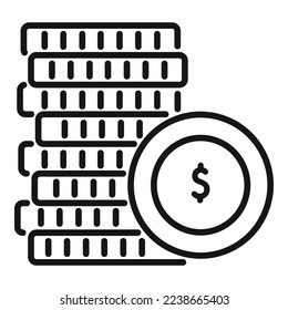 Coin stack icon outline vector. Finance payment. People service