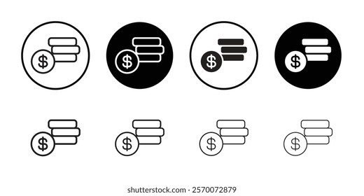 Coin stack icon Outline vector for web ui