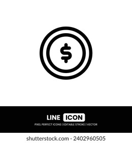 Coin stack icon pixel perfect | Vector outline illustration