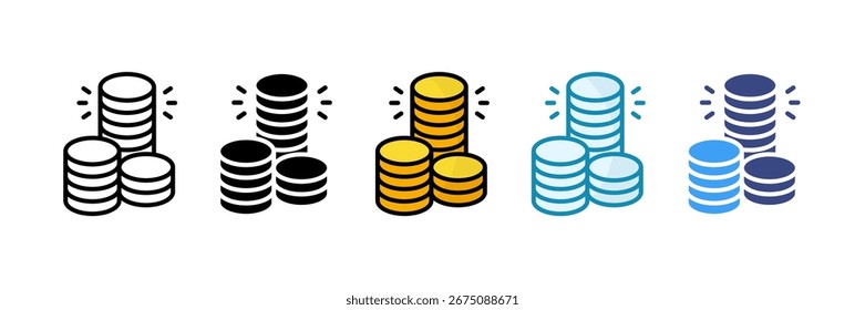 Coin Stack Icon Set Multiple Style Collection
