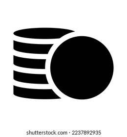 Icono de pila de monedas. Símbolo de monedas de dinero de silueta. Vector aislado en blanco.