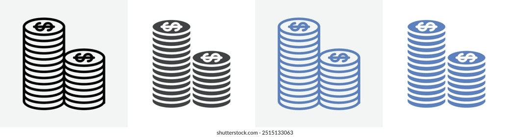 coin stack icon vector set use for web ui or app
