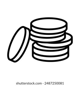 Coin stack linear logo mark in black and white