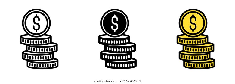 Coin Stack Savings and transactions are symbolized by a coin stack, representing wealth and small denominations.