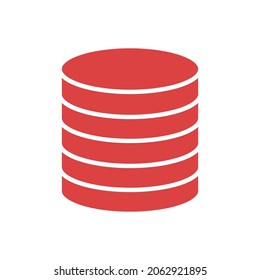 Coin stack vector icon. Red symbol