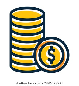 Coin Stack Vector Thick Line Filled Dark Colors Icons For Personal And Commercial Use.
